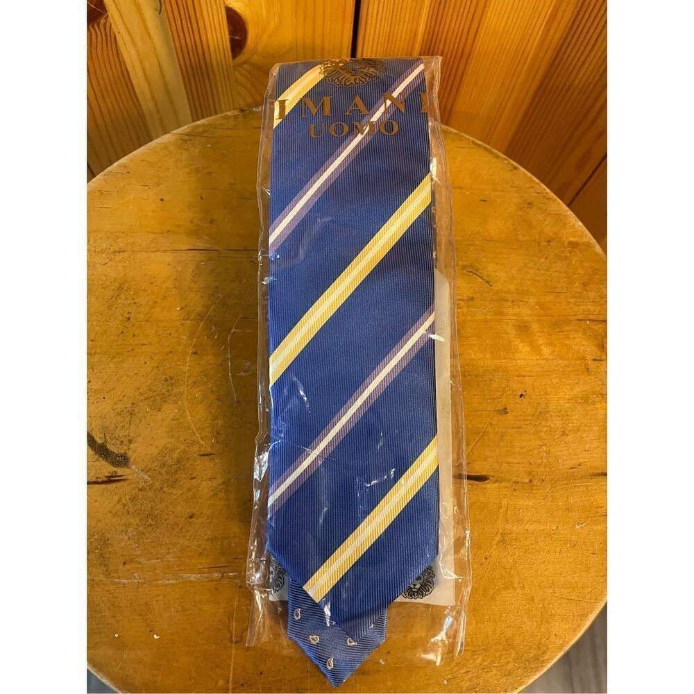 Imani Uomo Hand-made Microfiber Striped Theme Men's Tie nwt (3766)